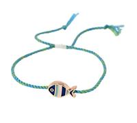 ZEPFJHE Elegant Adjustable Braided Cord Featuring Metallic Fish Charm and Smooth Oil Finish for Daily Wear Oil Treated Alloy Pendant
