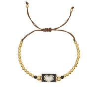 ZEPFJHE Elegant Braided Wrist Chain Featuring Handmade Crystal And Gold Coppers Beads For Versatile Wear Adjustable Length
