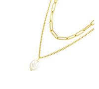 ZEPFJHE Elegant French Pearls Pendant Necklace With Steel Chain Minimalist Jewelry For Women Day To Night Versatility Unique Two Layer Necklace For Women
