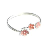ZEPFJHE Elegant Gradient Blossom Bangle Premium Alloy Wrist Accessory Jewelry For Women 6.5cm Size Minimalist Decors Floral Pattern Jewelry