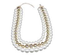 ZEPFJHE Elegant Multilayers Imitation Pearls Necklace With Punk Styles Suitable For Fashionable Women Ladies Stylish Outfits Imitation Pearls Punk Necklace