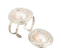 ZEPFJHE Elegant Oval And Rings Set Exaggerated Jewelry Fashionable Women Accessories For Daily Wear Or Evening Parties Oval Set