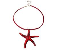 ZEPFJHE Exaggerated Resin Sea Star Necklace Handmade Braided Cord Clavicle Chain Jewelry Birthday Sea Lovers Trendy Statement Jewelry