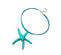 ZEPFJHE Exaggerated Resin Sea Star Necklace Handmade Braided Cord Clavicle Chain Jewelry Birthday Sea Lovers Trendy Statement Jewelry
