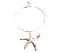 ZEPFJHE Exaggerated Resin Sea Star Necklace Handmade Braided Cord Clavicle Chain Jewelry Birthday Sea Lovers Trendy Statement Jewelry