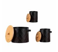 ZEPFJHE Farmhouses Styles Vegetable Storage Bin Set For Potatoes Onions And Garlic With Bamboos Lids Sturdy Carbon Steel Designs Countertop Storage Solution