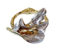 ZEPFJHE Fashionable Enameled Tulips Gold White Contrast Alloy Wrist Jewelry Suitable for Various Outfits Bangle