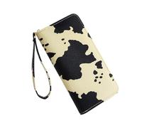 ZEPFJHE Fashionable PU Cow Pattern Handheld Wallet PU Leather for Shopping and Social Gatherings
