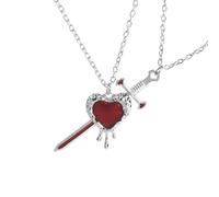 ZEPFJHE Fashionable Swords Heart Pendant Necklace Valentines Day Jewelry Stylish Representing Resilient Love Accessory Jewelry For Couples