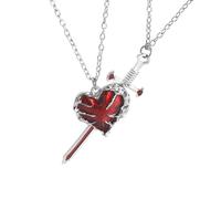 ZEPFJHE Fashionable Swords Heart Pendant Necklace Valentines Day Jewelry Stylish Representing Resilient Love Accessory Jewelry For Couples
