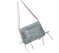 ZEPFJHE Fashionable Translucent Shoulder Bag With Black Ribbon Accent Spacious Interior Organizers Pockets Unisex Design Breathable Mesh Crossbody Bag With Bows Design