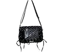 ZEPFJHE Fashionable Translucent Shoulder Bag With Black Ribbon Accent Spacious Interior Organizers Pockets Unisex Design Breathable Mesh Crossbody Bag With Bows Design