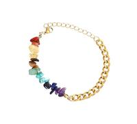 ZEPFJHE Fashionable Women Natural Colorful Stones Stainless Steel Splicing For Everyday Wear Colorful Stone Jewelry