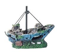 ZEPFJHE Fishtanks Decoration Resin Ship Figurine Shelter Cave Landscape Wrecked Ship Statue Fish Shrimp Landscaping Hideouts House Fishtanks Decoration