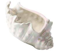 ZEPFJHE Flexible Ceramic Accessories Tray with Conch Shaped Holder for Countertop Dresser Bathroom Styling Conch Shaped Ceramic Jewelry Tray