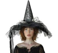 ZEPFJHE Flower Feathered Witches Hat Led Light Up Witch Caps Large Witches Hat Halloween Cosplay Costume For Women Girl Light Up Caps