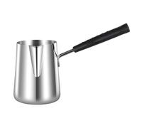ZEPFJHE Food Grade 304 Stainless Steel Coffee Frother Pitcher with Ergonomic Long Handle Chocolate Melting Pan Long Handle Milk Steaming Pitcher