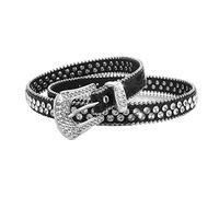 ZEPFJHE for Belts for Women Fashion Cowgirl Western Studded Belts for Jeans Pants Studded Leather Belt, Double Row Black, as described