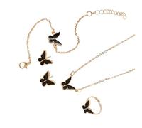 ZEPFJHE Graceful Butterfly Necklace Rings Earrings Set Offering A Touch Of Charm For Versatile Styling Options Elegant Collarbone Necklace