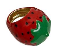 ZEPFJHE Handmade Vibrant Strawberry/Fruit Rings Dripping Oil Lightweight And Comfortable Jewelry Fashion Accessory Resin Fashion Jewelry