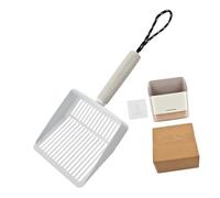 ZEPFJHE Heavy Duty Litter With Travel Storage Base Detachable Sand Shovel & Brush For Indoor/Outdoor Use Stainless Steel Cats Litter Scoops