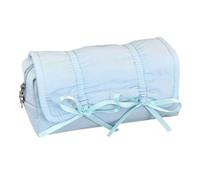 ZEPFJHE High Capacity Pencil Case 7.55x3.38x2.91Inch Pen Pouches Multifunction Case Travel Cosmetic Storage Bag for Girl Blue Pouch