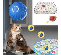 ZEPFJHE Interaction Play Mat Motion Activated Cats Toy And Fast Rolling Toy Ball Rechargeable Teaser Mat Fwith 28Inch Diameter Rechargeable Cats Balls