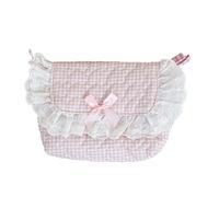 ZEPFJHE Lace Trim Pencil Pouches Cotton Crossbody Purse Travel Cosmetic Bag with Adjustable Shoulder Strap for Daily Essential Trendy Crossbody Bag for Office Use