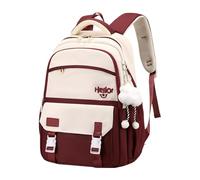 ZEPFJHE Large Capacity Contrasat Color Backpack For Teens Adults With Pendant Charm Adjustable Straps College Student School Bag Teen Adult School Bag