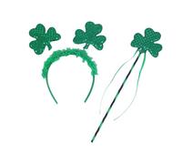 ZEPFJHE Leprechaun Irish Shamrock Headwear Headband And Wand Set Photo Props Party Cosplay Costumes Dancing Irish Supplies