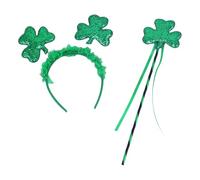 ZEPFJHE Leprechaun Irish Shamrock Headwear Headband And Wand Set Photo Props Party Cosplay Costumes Dancing Irish Supplies