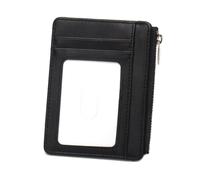 ZEPFJHE Lightweight PU Card Holder with Clear Window Zippered Blocking Coin Cash Purse for Business Professionals and Travelers