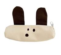 ZEPFJHE Long Dog Ear Pen Bag Large Canvas Pencil Case Travel Pen Organizers Pouches Travel Cosmetic Bag for Girl Women Portable Canvas Case