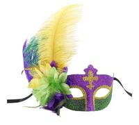 ZEPFJHE Mardi Gras Masquerade Half Face Feathered Party Venetians Halloween Masquerade Feather Mardi Gras Half Face Halloween
