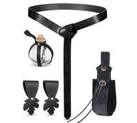 ZEPFJHE Medieval Costume Leather Belt Waist Purse Corked Potion Bottle Wizard Potion Glass Holder For Halloween Cosplay Belt Costume Accessories