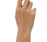 ZEPFJHE Minimalist Gold Plated Hand Chain Zincs Alloy Stackable Jewelry Stylish Wrist Accessory For Daily Occasions Gold Tone Hand Jewelry