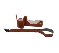 ZEPFJHE Model-Specific Camera Half Case with PU, Brown WITH ROPE | Leather Lower-Body Coverage