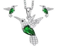 ZEPFJHE Modern Avian Inspired Necklace And Earrings Jewelry Set Featuring Crystal Detail Lightweight Alloy Design For Women Elegant Crystal Bird Jewelry Suite