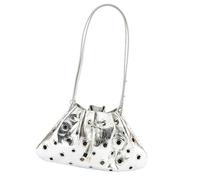 ZEPFJHE Modern Hollow Studded Bucket Bag PU Leather Shoulder Purse Fashionable Drawstring Underarm Bag For Trendy Women 2025 Metallic Leather Bucket
