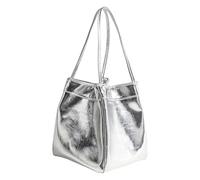 ZEPFJHE Modern Metallic Bucket Handbag Top Handle Large Capacity Casual Office Women's Purse Stylish Everyday Evening Bag