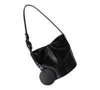 ZEPFJHE Modern Unisex Bucket Purse Textured PU Construction Multipurpose Detachable Accessory Ergonomic Carry Handle Women's Shoulder Bag