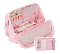 ZEPFJHE Multi Layered Pencil Case with Handle High Capacity Pencil Pouches Pen Case Detachable Organizers Bag for Students