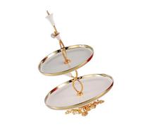ZEPFJHE Multipurpose Porcelain Snacks Practical Tiered Dessert Cupcake Holder Tray for Easy Serving At Event or Daily Use Two Tiers Serving Tray