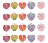 ZEPFJHE Pack of 20 Lovely Bear Heart Star Pendants Colorful Resin Charm for Unique Jewelry and Accessory Creation Gradient Bear Heart Pendants