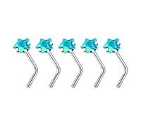 ZEPFJHE Pack Of 5 Practical Sturdy Alloy Nose Jewelry Rings And Studs L Shape And Hoop Designs With CZ Accent Casual Wear Trendy Nose Accessories