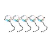 ZEPFJHE Pack Of 5 Practical Sturdy Alloy Nose Jewelry Rings And Studs L Shape And Hoop Designs With CZ Accent Casual Wear Trendy Nose Accessories
