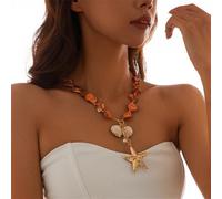 ZEPFJHE Pearls Beaded Sea Shell Necklace Starfishs Conch Pendant Choker Necklace Summers Beach Jewelry Mermaids Gifts Beach Jewelry