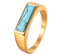 ZEPFJHE Premium Loose Leaf Turquoise Rings Expandable Shank Design Certified Sophisticated Metal For Sensitive Skin Adults Natural Turquoise