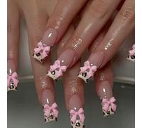 ZEPFJHE Press on Nails French Tip Square Nails Tips Designs Fake Nails Artificial Acrylic Nails Full Covers Acrylic False Nails
