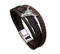 ZEPFJHE PU Leather Unisex Retro Design Wrist Chain 3-Layer Comfortable Wristband For Daily Wear Party Stylish Men's Chain